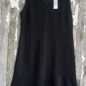 Ann Taylor Black Textured Midi Dress